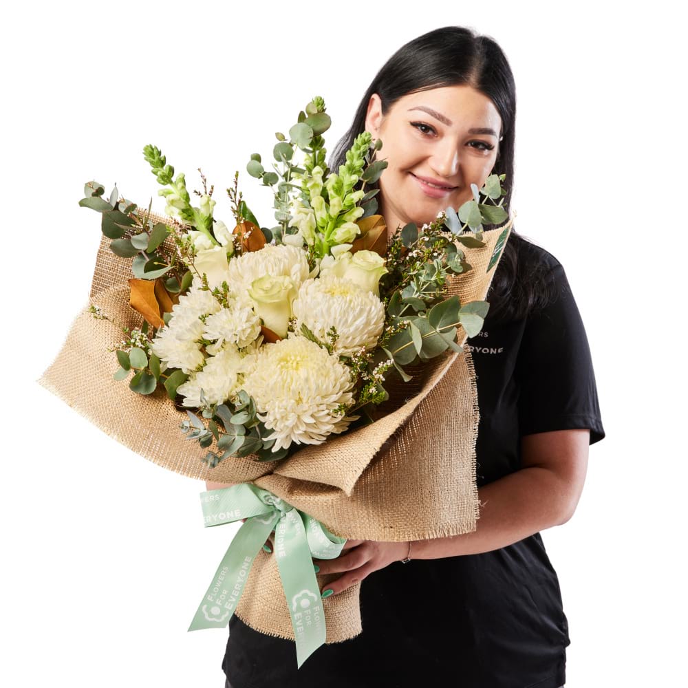 White Hessian Bouquet