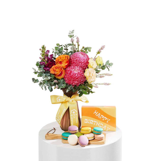 Bright Birthday Vase with Macarons