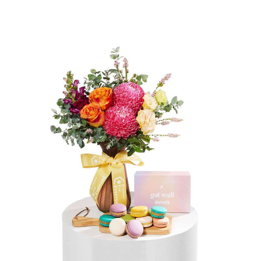 Bright Get Well Vase with Macarons