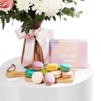 Pastel Get Well Vase with Macarons