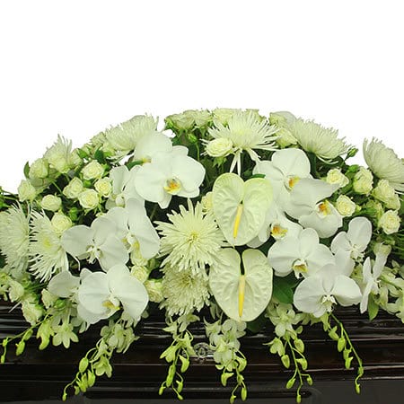 White Orchid Casket Flowers