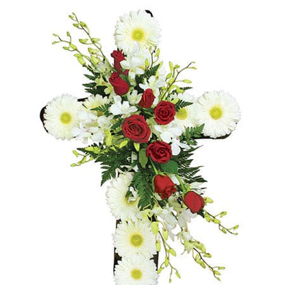 White and Red Funeral Cross