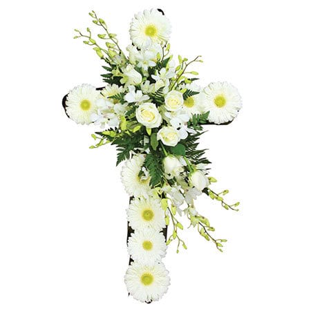 Heavenly White Funeral Cross