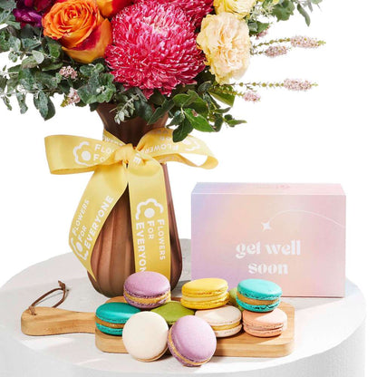 Bright Get Well Vase with Macarons