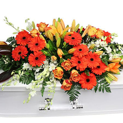 Orange Garden Flower Casket