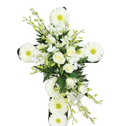 Heavenly White Funeral Cross