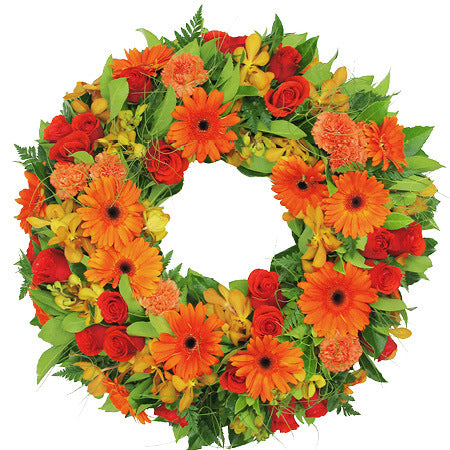 Lush Orange Sympathy Wreath