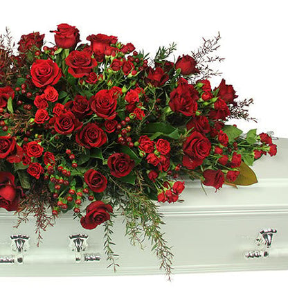 Red Berry & Rose Casket Flowers