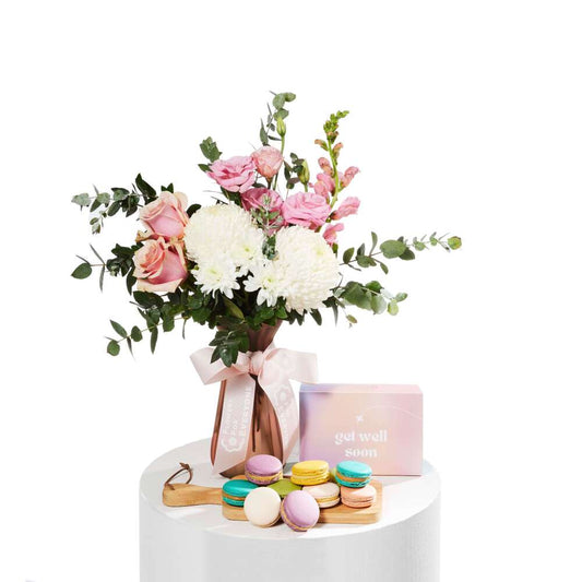 Pastel Get Well Vase with Macarons