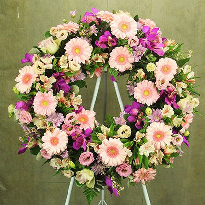 Pink Floral Sympathy Wreath