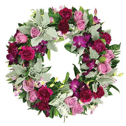 Purple and Silver Funeral Wreath