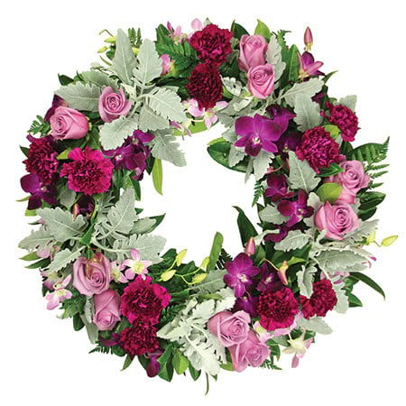 Purple and Silver Funeral Wreath