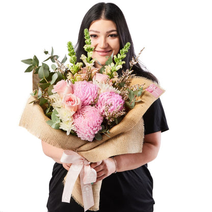 Pink Hessian Bouquet