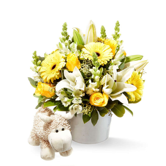 Sunshine Flower Pot with Lamb Plushie