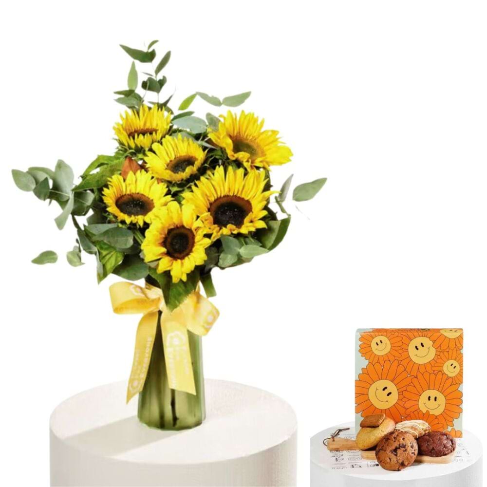 Sunflower Vase with Cookies