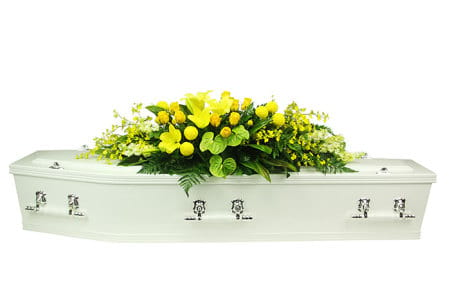 Tropical Yellow Funeral Casket Flowers