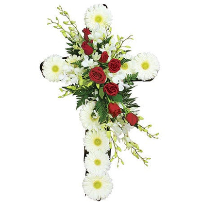 White and Red Funeral Cross