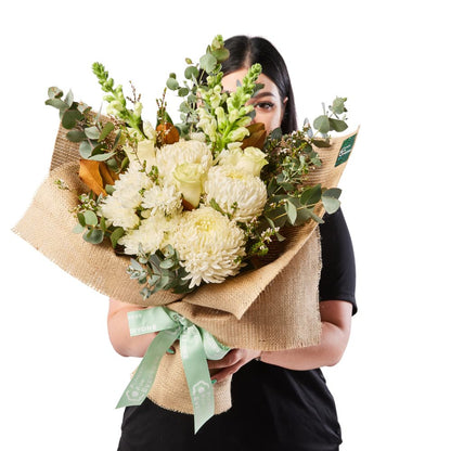 White Hessian Bouquet