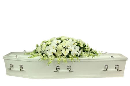 White Orchid Casket Flowers