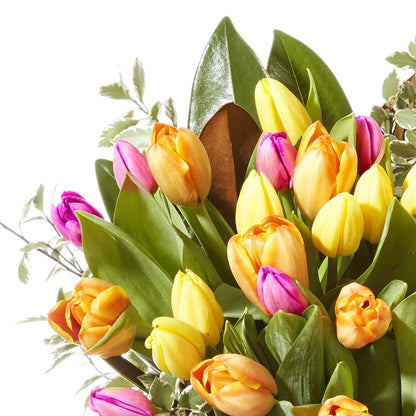 Bright Mixed Vase of Tulips